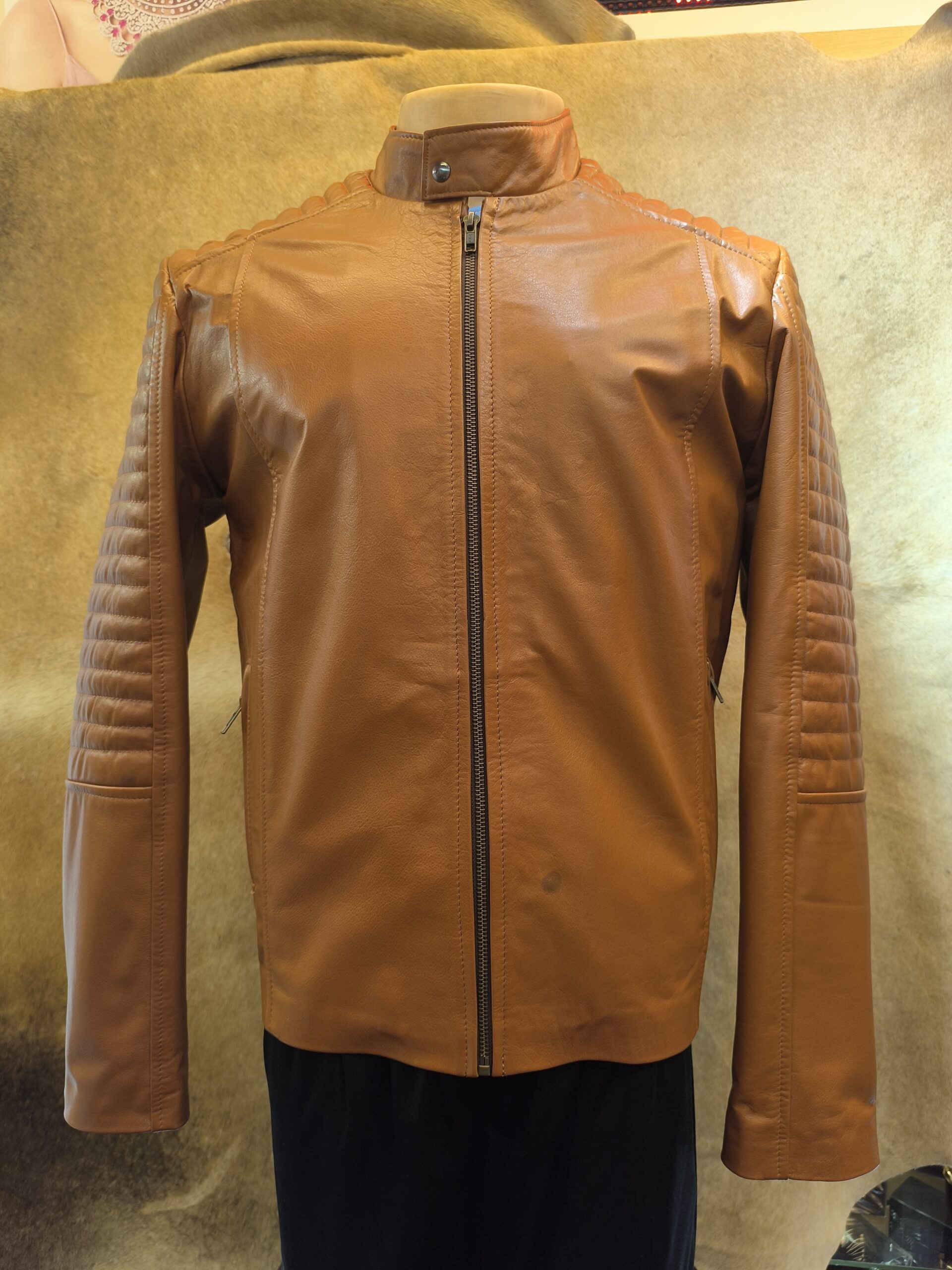 CAMPERA DE CUERO MOTORISTA HOMBRE