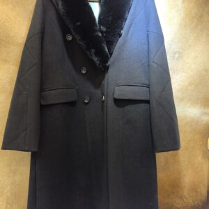 SACO MUJER DE PANA CON CUELLO DE PIEL